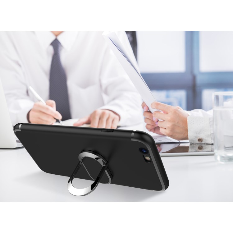 For iPhone 6s Plus / 6 Plus Magnetic Ring Holder Kickstand Matte TPU Phone Case - Black-17