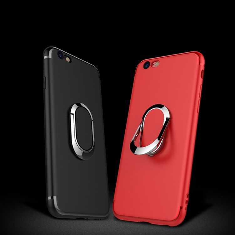 For iPhone 6s Plus / 6 Plus Magnetic Ring Holder Kickstand Matte TPU Phone Case - Black-2