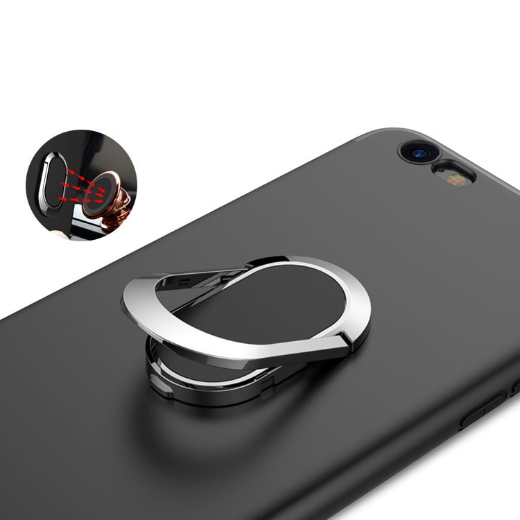For iPhone 6s Plus / 6 Plus Magnetic Ring Holder Kickstand Matte TPU Phone Case - Black-3
