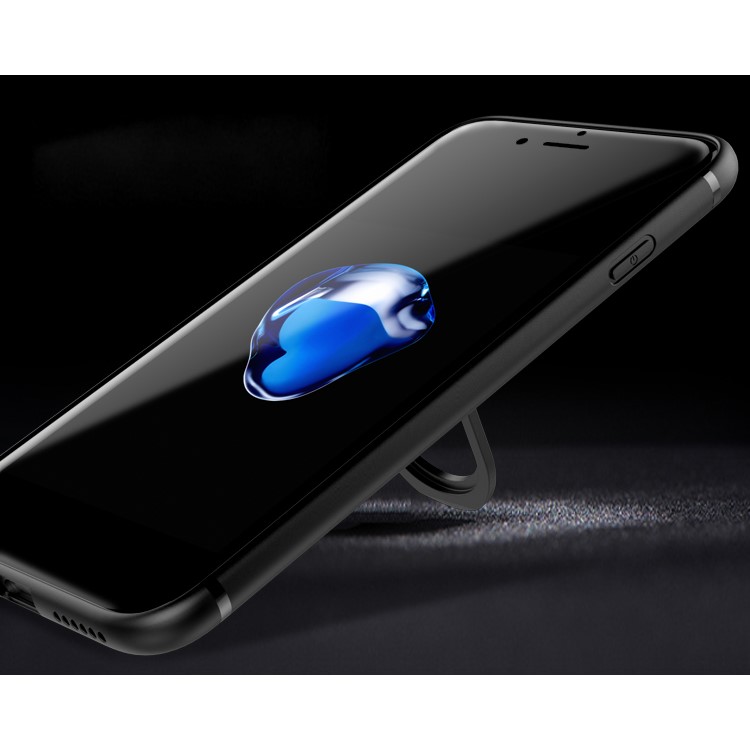For iPhone 6s Plus / 6 Plus Magnetic Ring Holder Kickstand Matte TPU Phone Case - Black-6