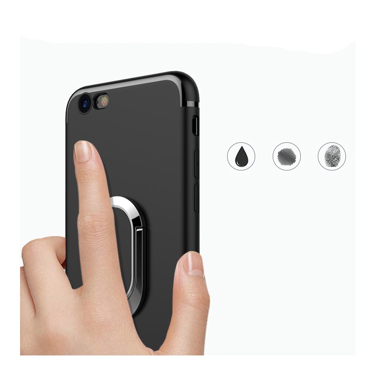 For iPhone 6s Plus / 6 Plus Magnetic Ring Holder Kickstand Matte TPU Phone Case - Black-9