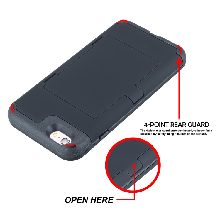 Card Slot TPU + PC Combo Phone Case for iPhone 6 Plus / 6s Plus - Black-13
