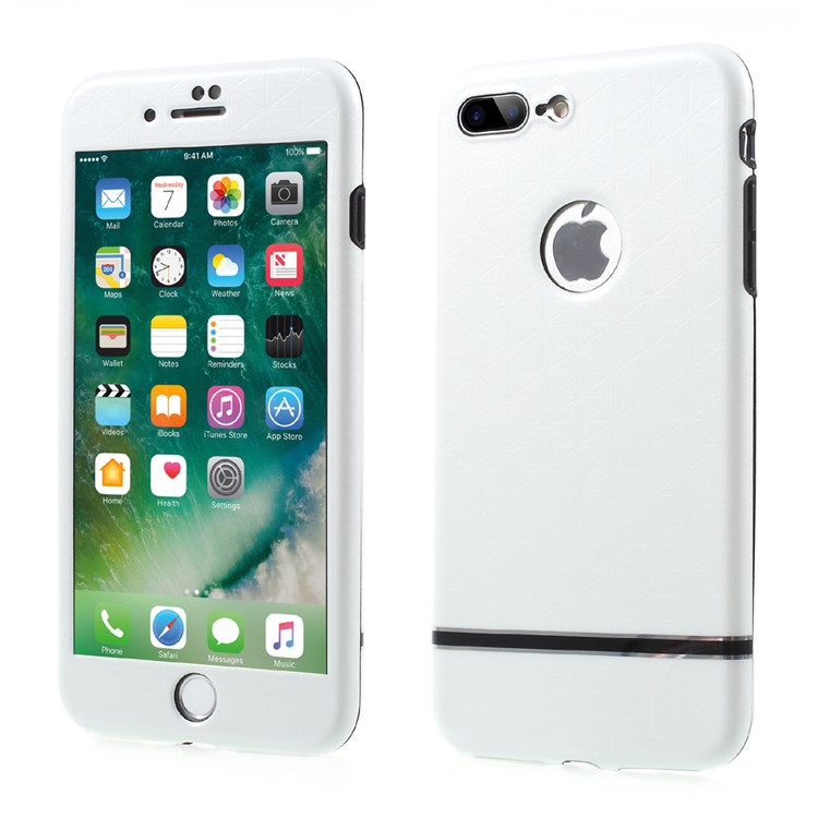 Shock-proof 2-in-1 Ultra-thin 360 Full Body Protection PC Phone Case for iPhone 7 Plus - White-1