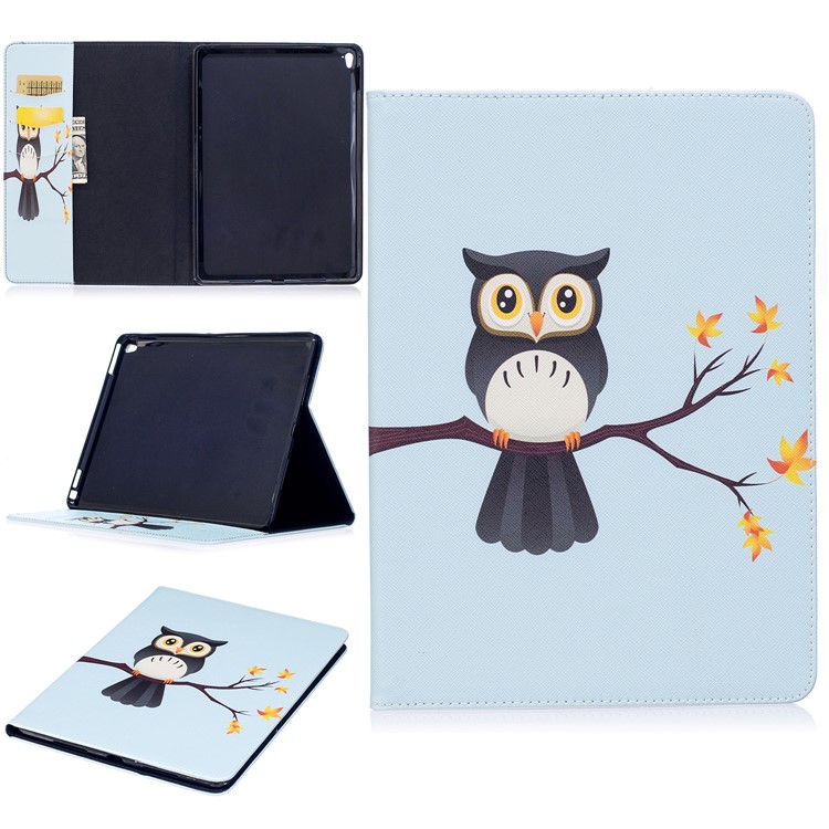 Patterned PU Leather Wallet Stand Protective Shell for iPad Pro 9.7 - Owl on Branch-1