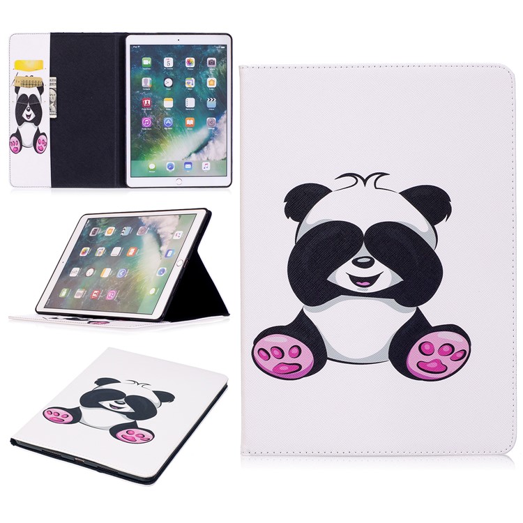 Patterned PU Leather Wallet Stand Protective Shell for iPad Pro 10.5 (2017) - Pink Foot Panda-1