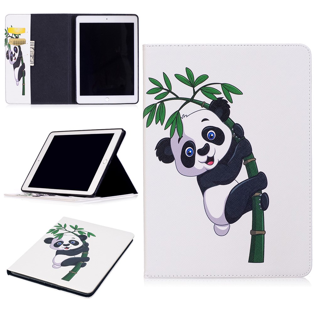 Étui Folio Doigt Wallet Doigt pour iPad 9.7(2017) - Panda Escalade sur Bambou-1