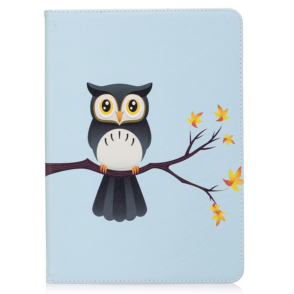 For iPad 9.7 inch (2018)/9.7 (2017) Pattern Printing Card Slots Stand Protective Case - Owl on Branch-2