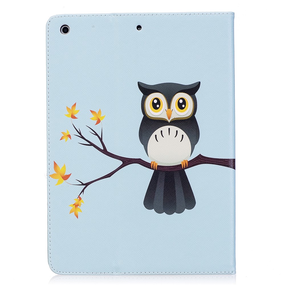 For iPad 9.7 inch (2018)/9.7 (2017) Pattern Printing Card Slots Stand Protective Case - Owl on Branch-3