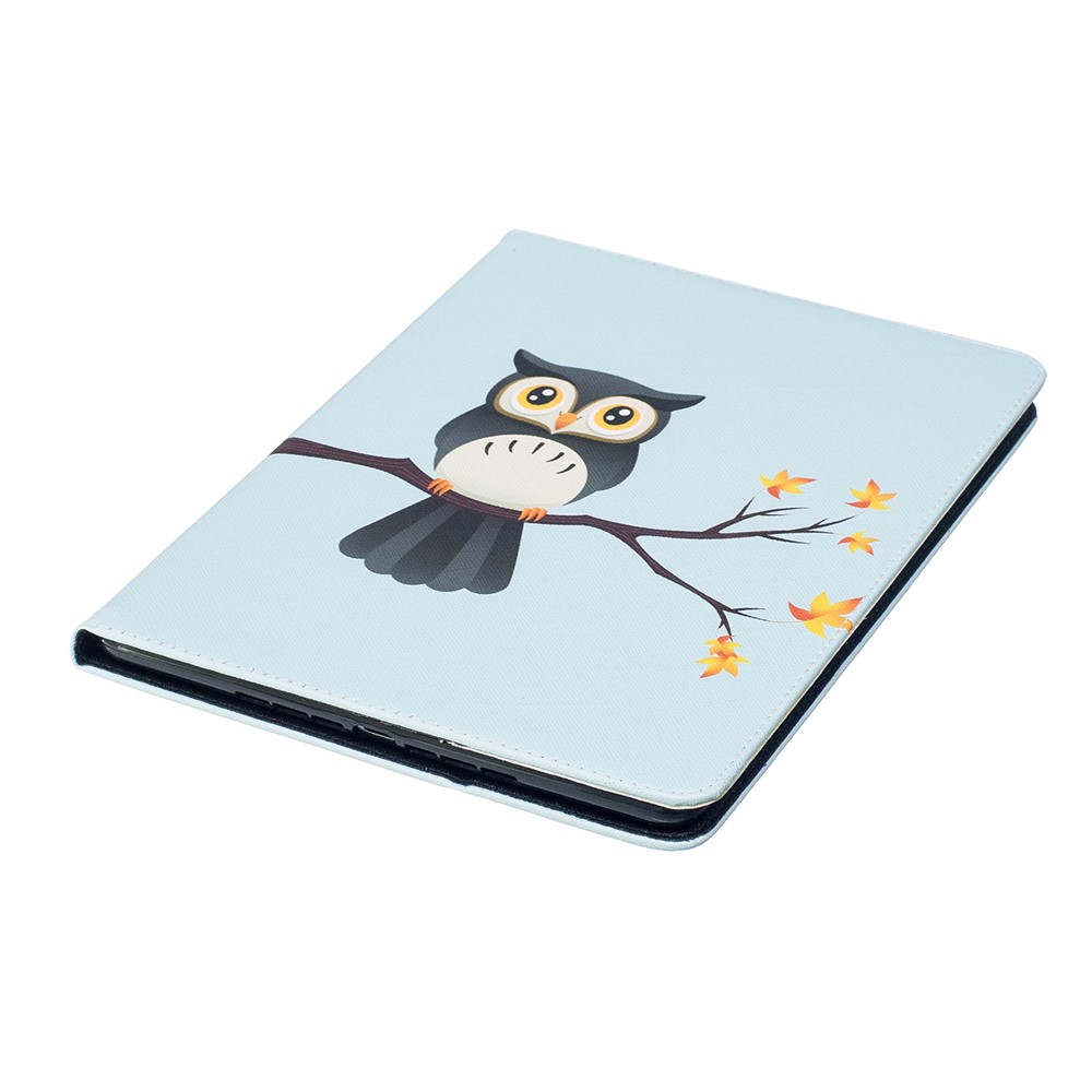 For iPad 9.7 inch (2018)/9.7 (2017) Pattern Printing Card Slots Stand Protective Case - Owl on Branch-6