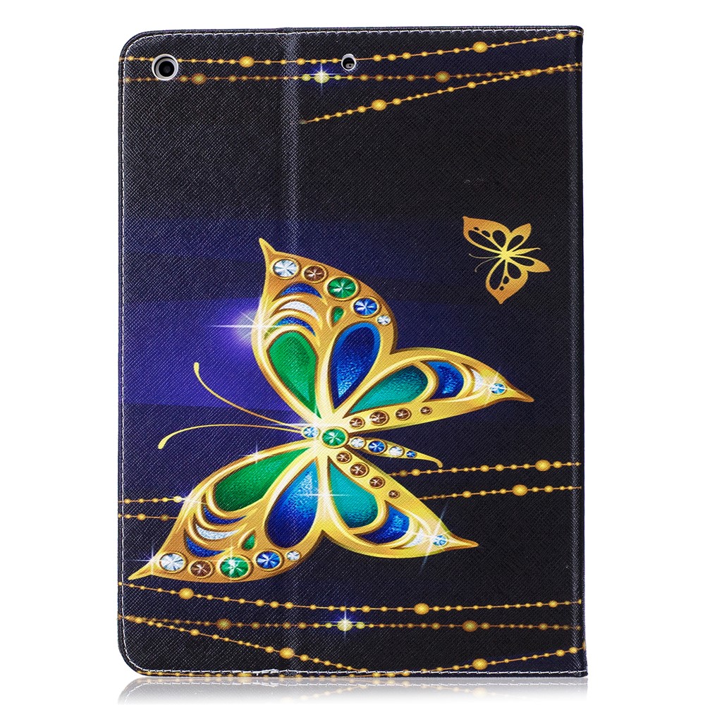 Couverture du Boîtier du Support D'impression de Motif Pour Ipad 9,7 Pouces (2018) /9.7 (2017) - Papillon Doré