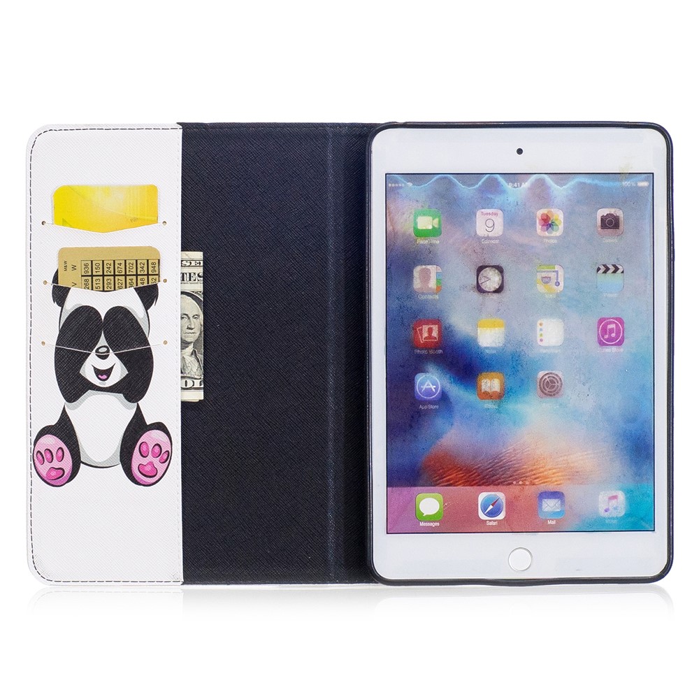 Musterdruck Brieftasche Lederstand Hülle Für Ipad Mini 4 - Schüchterner Panda-8