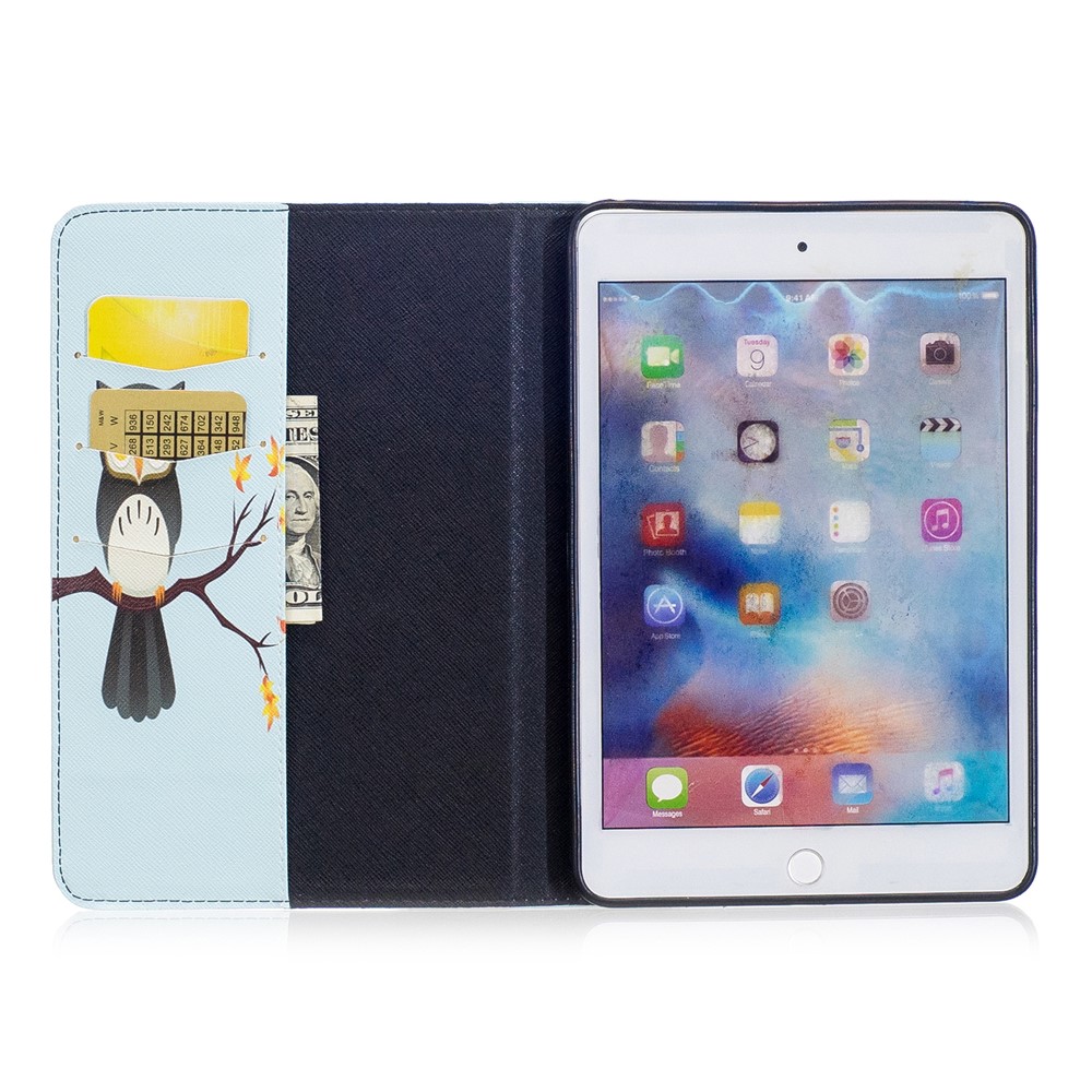 Étui en carton en cuir pour imprimé en carton pour iPad mini 4 - hibou-8