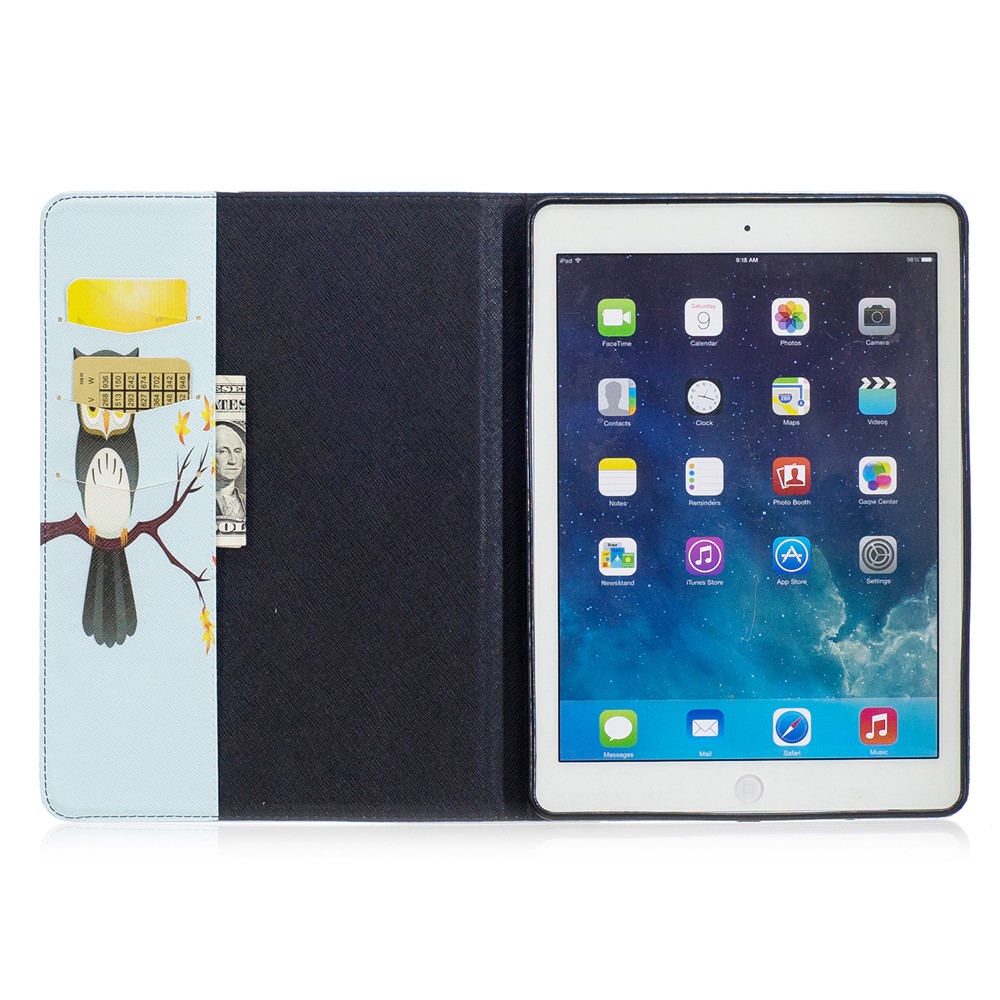 Portage D'impression Portefeuille Support de Protection en Cuir Pour Ipad Air - Belle Hibou-8