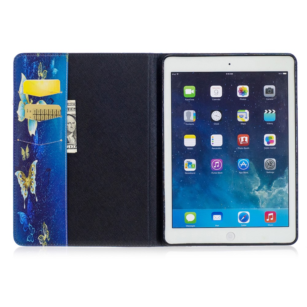 Pattern Printing Brieftasche Leder Schutz Flip Stand Cover für iPad Air - Elegante Schmetterlinge-8