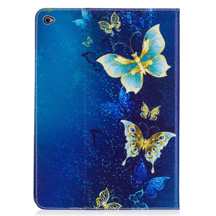 Pattern Printing Wallet Leather Stand Tablet Cover for iPad Air 2 - Blue Butterflies-3