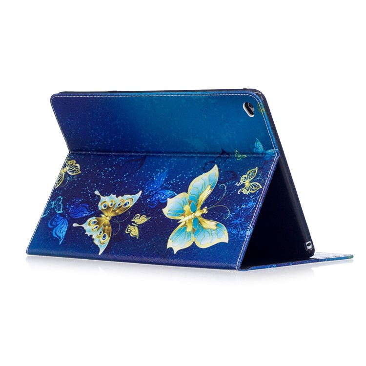 Pattern Printing Wallet Leather Stand Tablet Cover for iPad Air 2 - Blue Butterflies-4