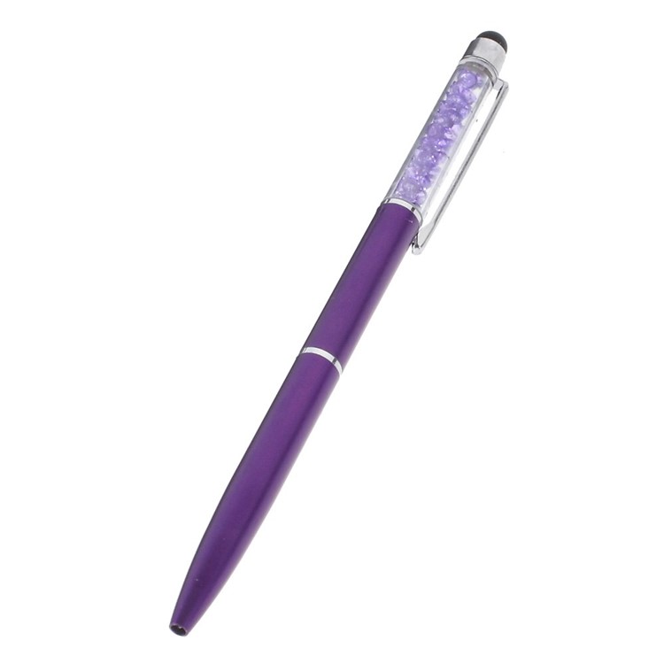 Rhinestone Decorated Stylus Pen with Ball Point Pen Feature for iPhone Samsung Sony etc - Purple-2
