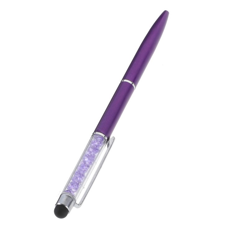 Rhinestone Decorated Stylus Pen with Ball Point Pen Feature for iPhone Samsung Sony etc - Purple-3