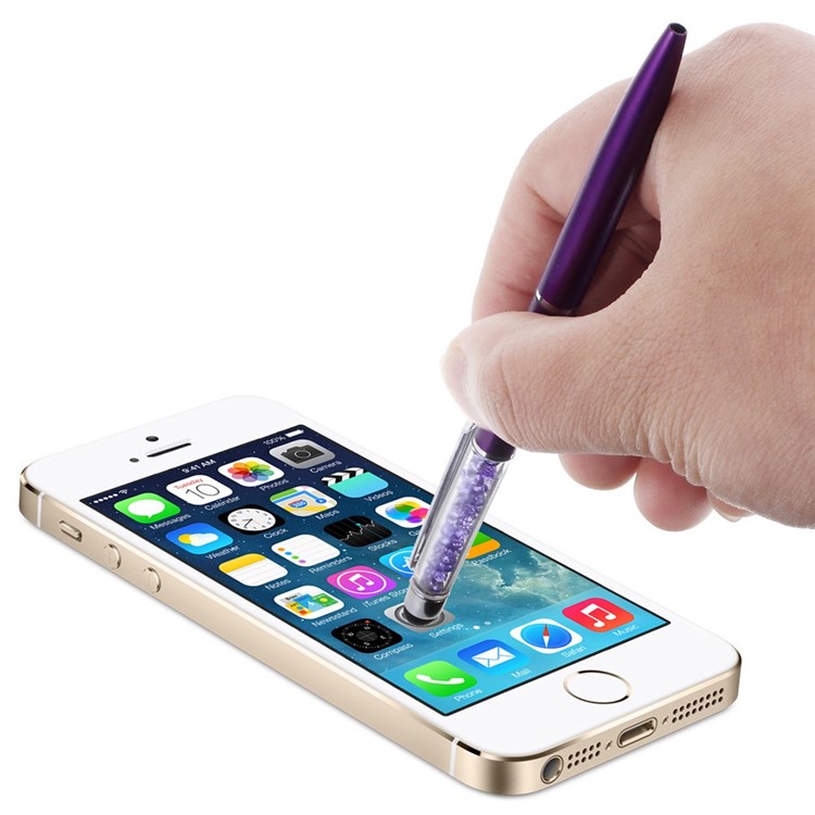 Rhinestone Decorated Stylus Pen with Ball Point Pen Feature for iPhone Samsung Sony etc - Purple-5