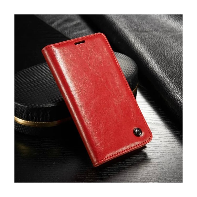 

CASEME Oil Wax Wallet Leather Stand Case for Samsung Galaxy S5 mini G800 - Red, Galaxy S5 Mini G800