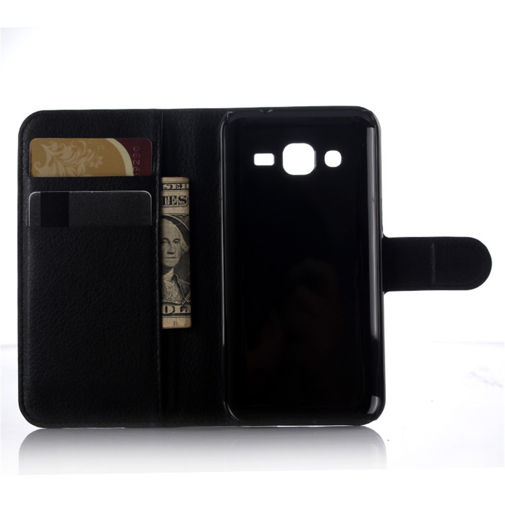 Litchi Skin Leather Wallet Case for Samsung Galaxy J3 / J3 (2016) - Black-4