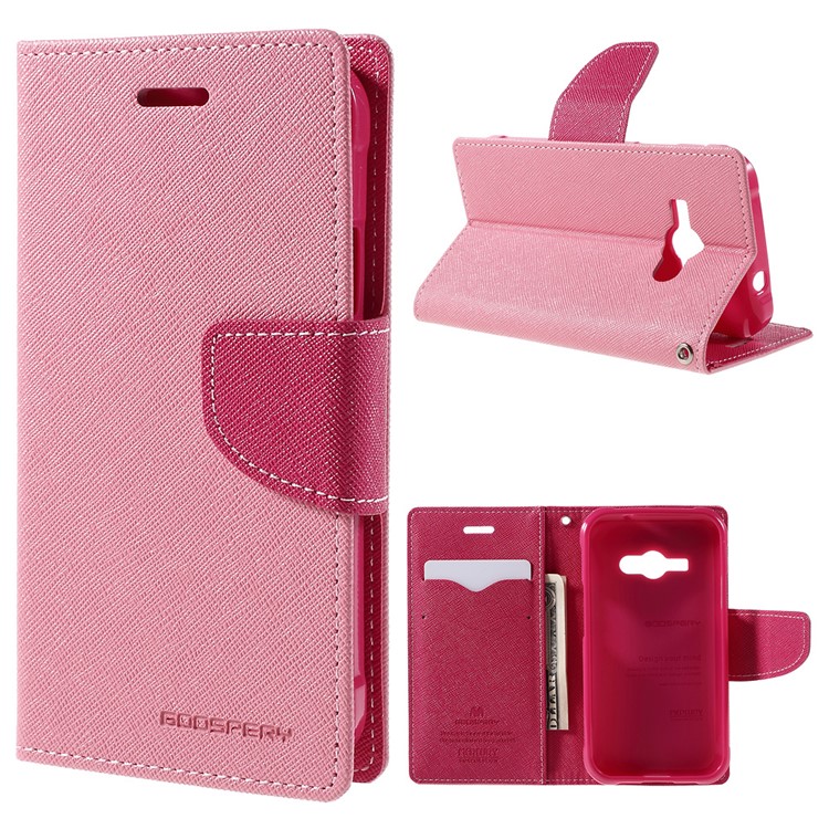 

MERCURY Goospery Leather Wallet Cover for Samsung Galaxy J1 Ace SM-J110 - Pink