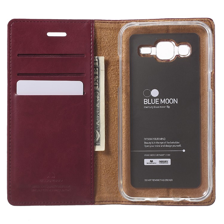 MERCURY GOOSPERY Capa de couro Blue Moon para Samsung Galaxy J5 J500F - vinho vermelho-4