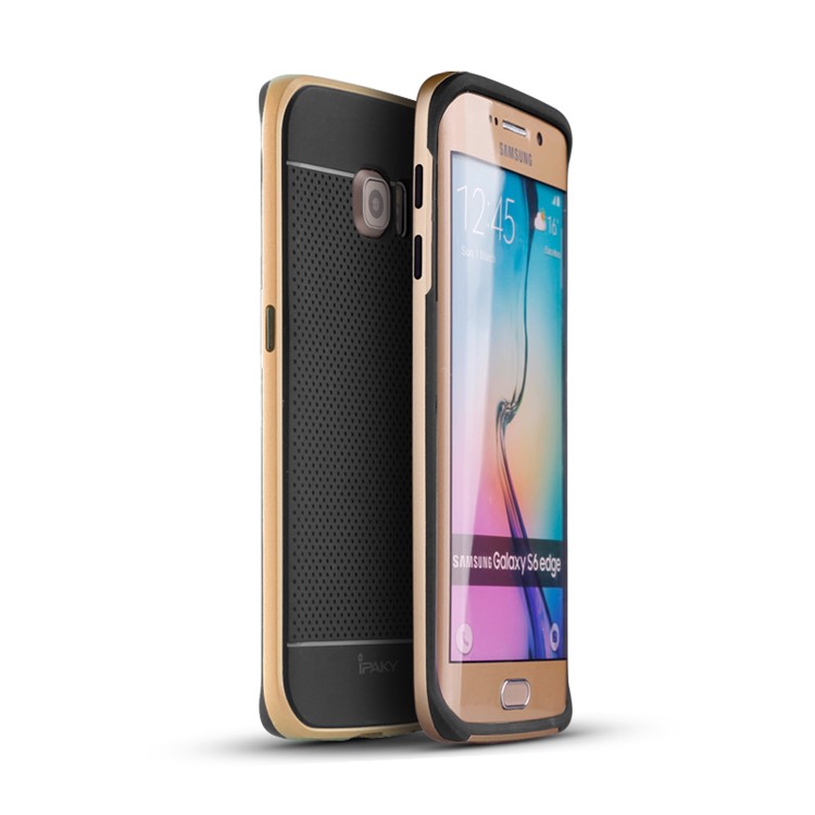 IPAKY for Samsung Galaxy S6 Edge G925 PC + TPU Shell Case Hybrid 2-Piece - Gold-1