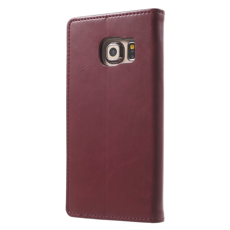 MERCURY GOOSPERY Blue Moon Flip Leather Cover for Samsung Galaxy S6 Edge G925 - Wine Red-2