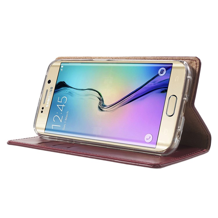 MERCURY GOOSPERY Blue Moon Flip Leather Cover for Samsung Galaxy S6 Edge G925 - Wine Red-3