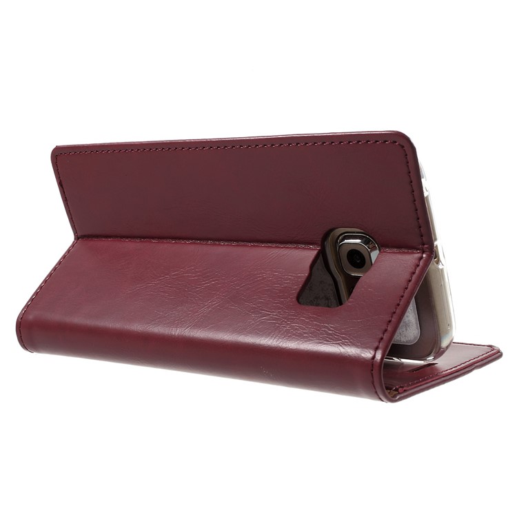 MERCURY GOOSPERY Blue Moon Flip Leather Cover for Samsung Galaxy S6 Edge G925 - Wine Red-4