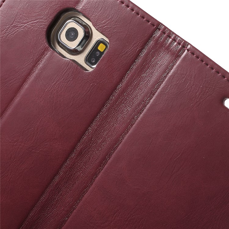 MERCURY GOOSPERY Blue Moon Flip Leather Cover for Samsung Galaxy S6 Edge G925 - Wine Red-7