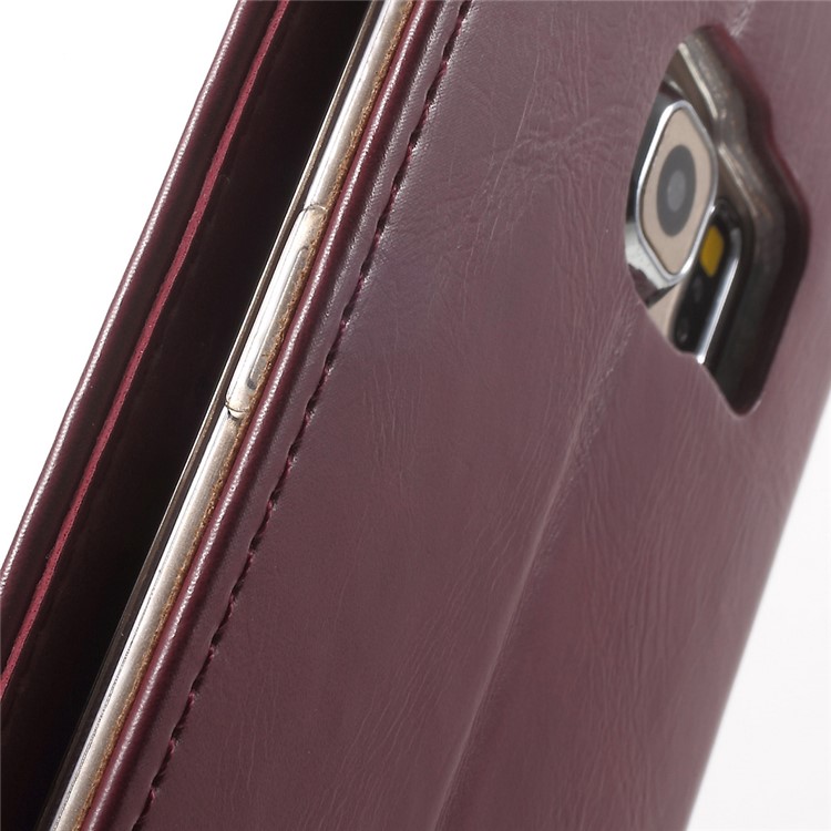 MERCURY GOOSPERY Blue Moon Flip Leather Cover for Samsung Galaxy S6 Edge G925 - Wine Red-8