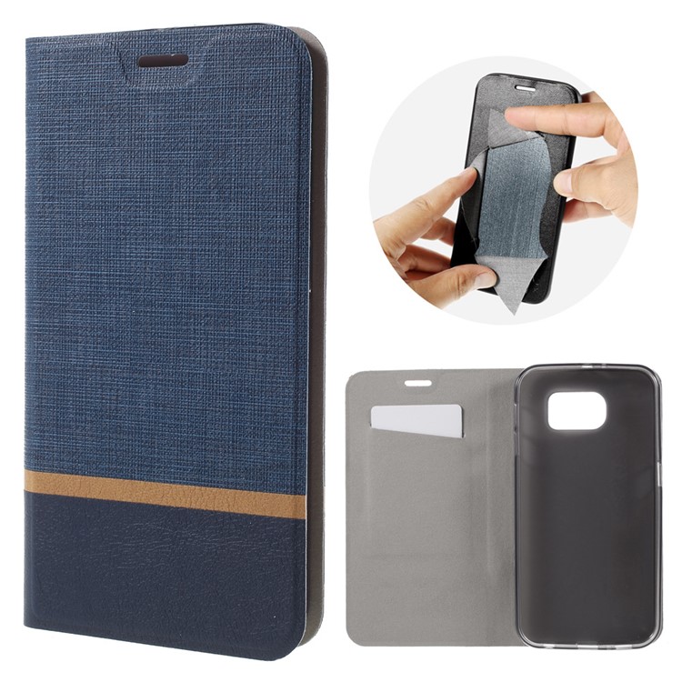 

Cross Pattern Two-color Leather Card Holder Case for Samsung Galaxy S7 - Blue