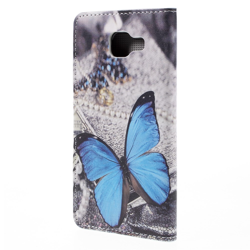 Porta Della Carta in Pelle Per Samsung Galaxy A5 SM-A510F - Farfalla Blu