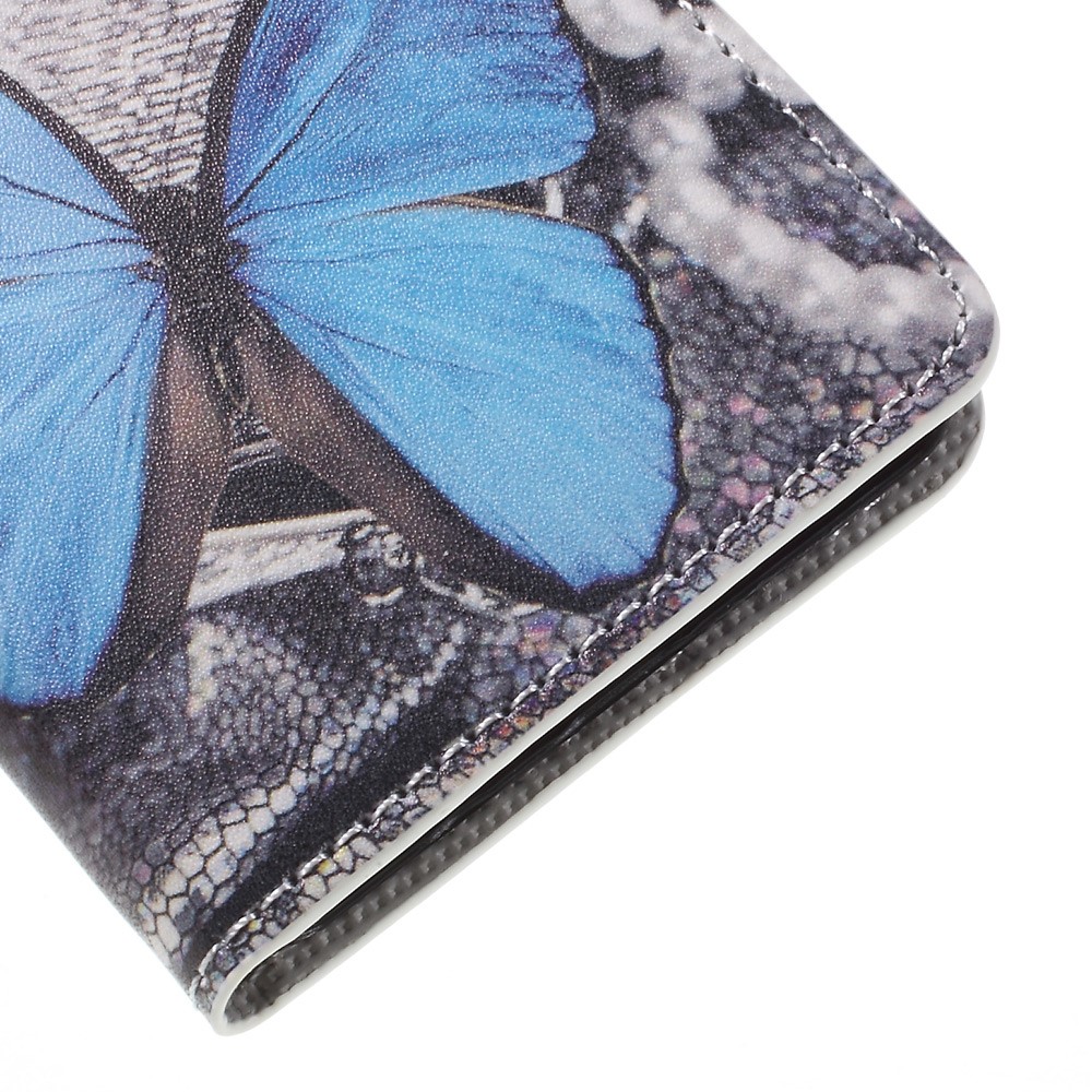 Suporte de cartão de couro para Samsung Galaxy A5 SM-A510F - azul borboleta-8