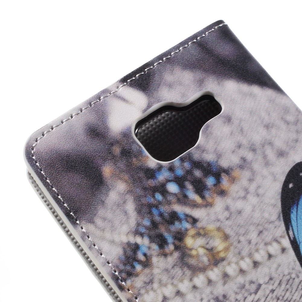 Suporte de cartão de couro para Samsung Galaxy A5 SM-A510F - azul borboleta-9