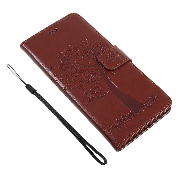 

Imprint Tree Owl Magnetic Wallet PU Leather Case with Stand for Samsung Galaxy Note 8 - Brown
