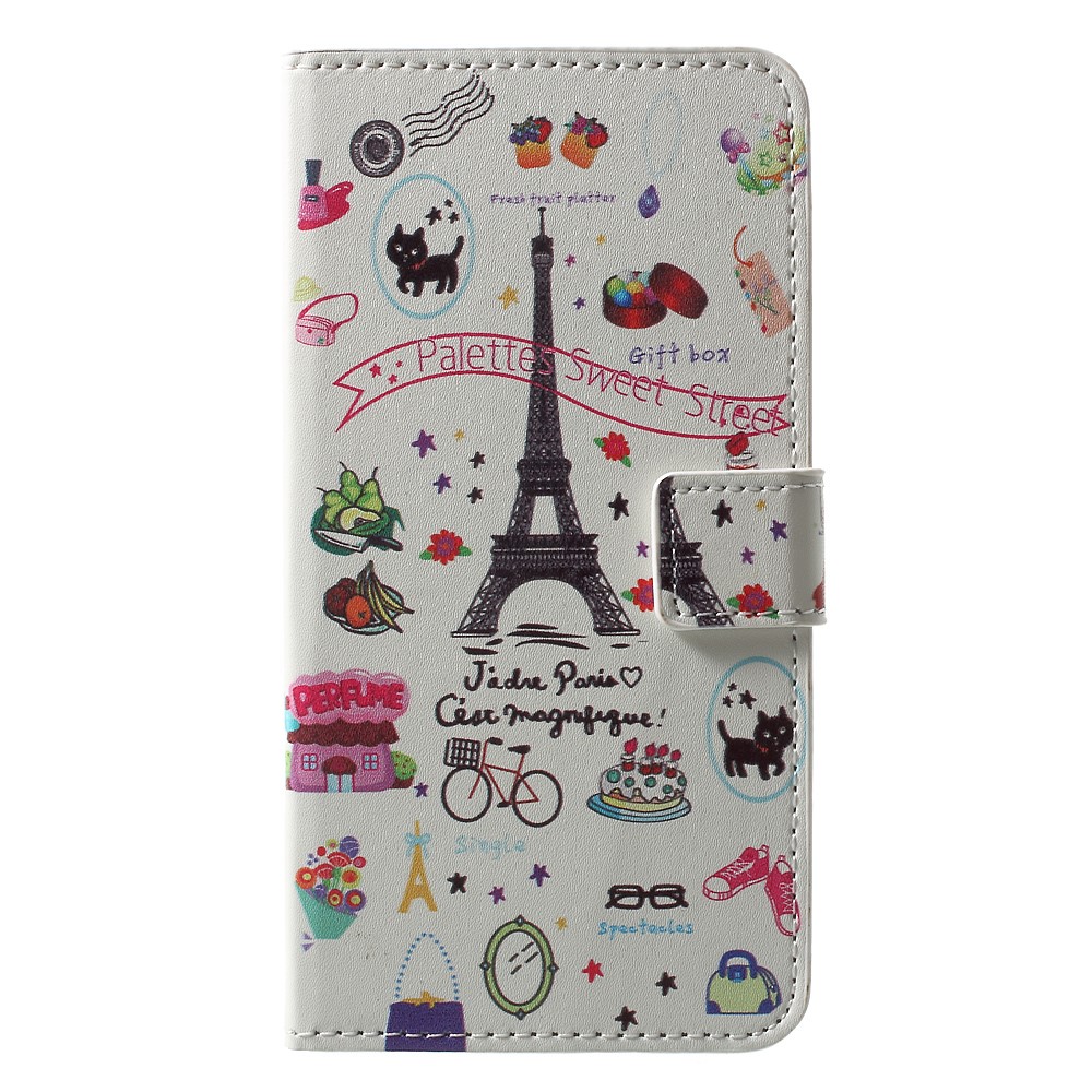 Étui de Téléphone de Portefeuille en Cuir PU à Motifs Pour Samsung Galaxy J3 (2017) Version de L'ue - Palettes Sweet Street