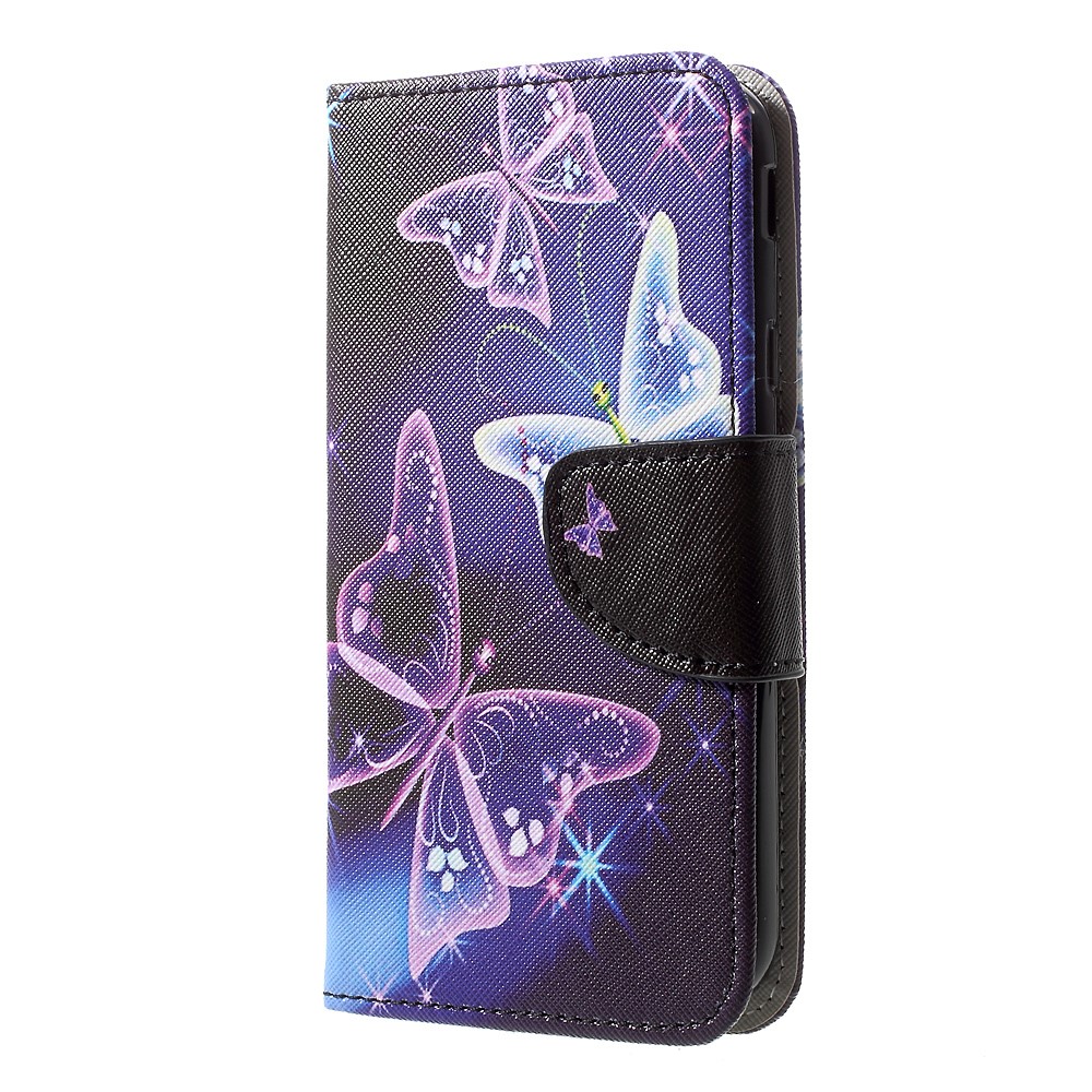 Support de carte en cuir à motifs Housse de protection de protection pour Samsung Galaxy J3(2017) EU version - Papillons vivants-1