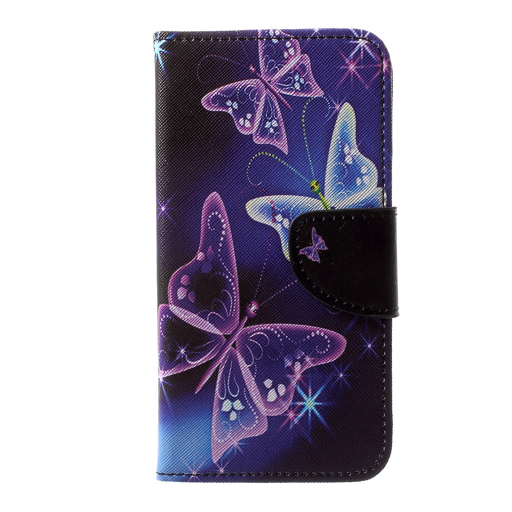 Soporte De Tarjeta De Cuero Con Motivos Protección De Protección Telefónica Para Samsung Galaxy J3 (2017) Versión De La UE - Mariposas Vívidas