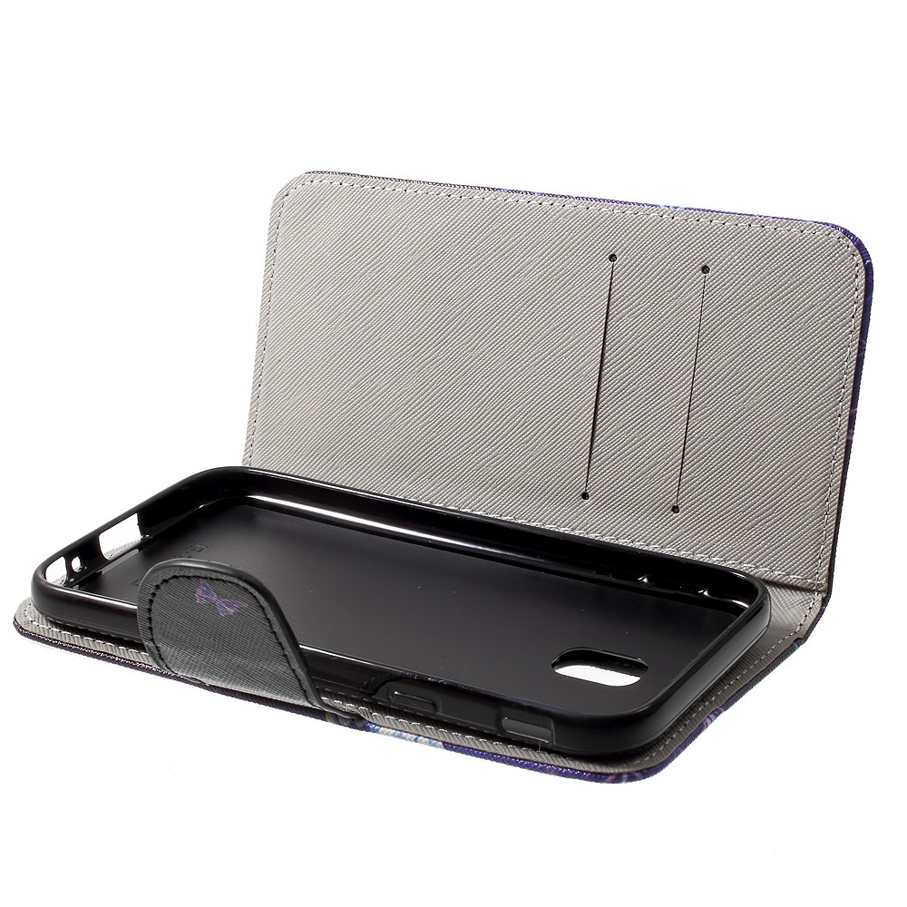 Support de carte en cuir à motifs Housse de protection de protection pour Samsung Galaxy J3(2017) EU version - Papillons vivants-5