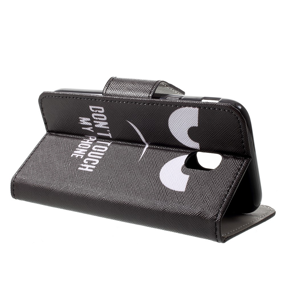 Padrão De Couro Estofado De Couro Com Suporte De Cartão Para Samsung Galaxy J3 (2017) Versão Da UE - Não Toque No Meu Telefone-4