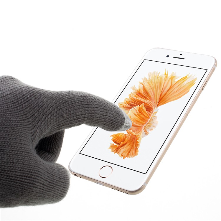 1 Pair Knit Bluetooth Call Touch Gloves with Mic & Conductive Fingers - Grey-4