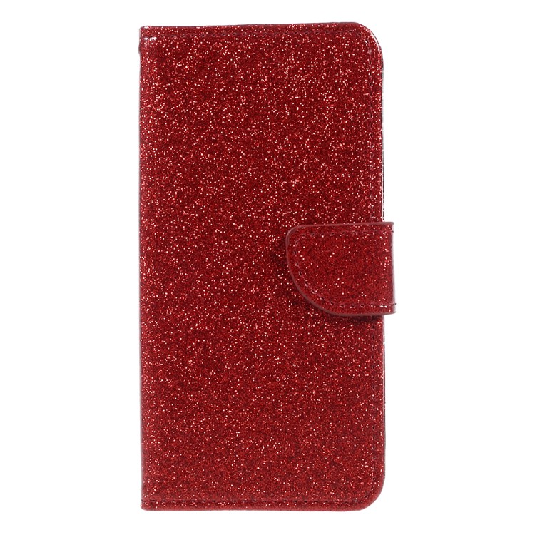 Glittery en polvo de la serie de PU de cuero Folio soporte móvil de accesorios caso Shell para Samsung Galaxy J7(2017) EU versión - rojo-3