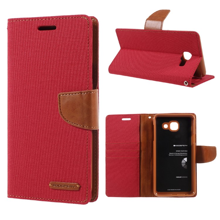 MERCURY GOOSPERY Canvas Diary Wallet Leather Phone Case for Samsung Galaxy J7 Max - Red-1