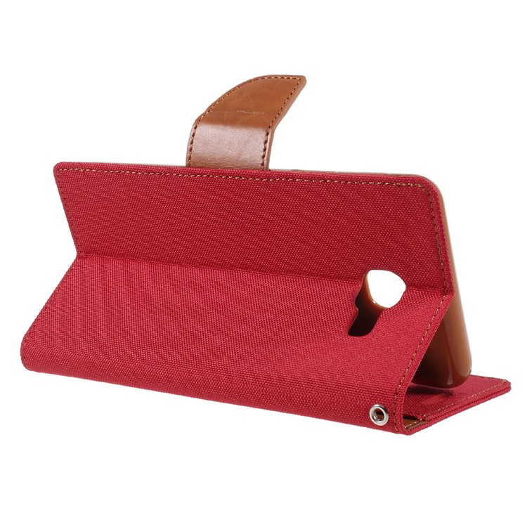 MERCURY GOOSPERY Canvas Diary Wallet Leather Phone Case for Samsung Galaxy J7 Max - Red-5