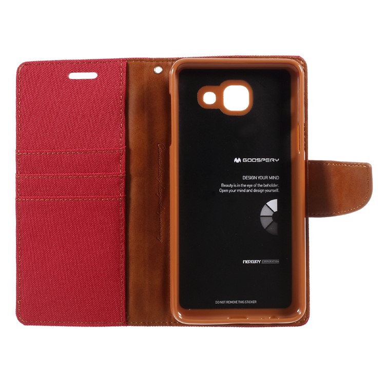 MERCURY GOOSPERY Canvas Diary Wallet Leather Phone Case for Samsung Galaxy J7 Max - Red-6