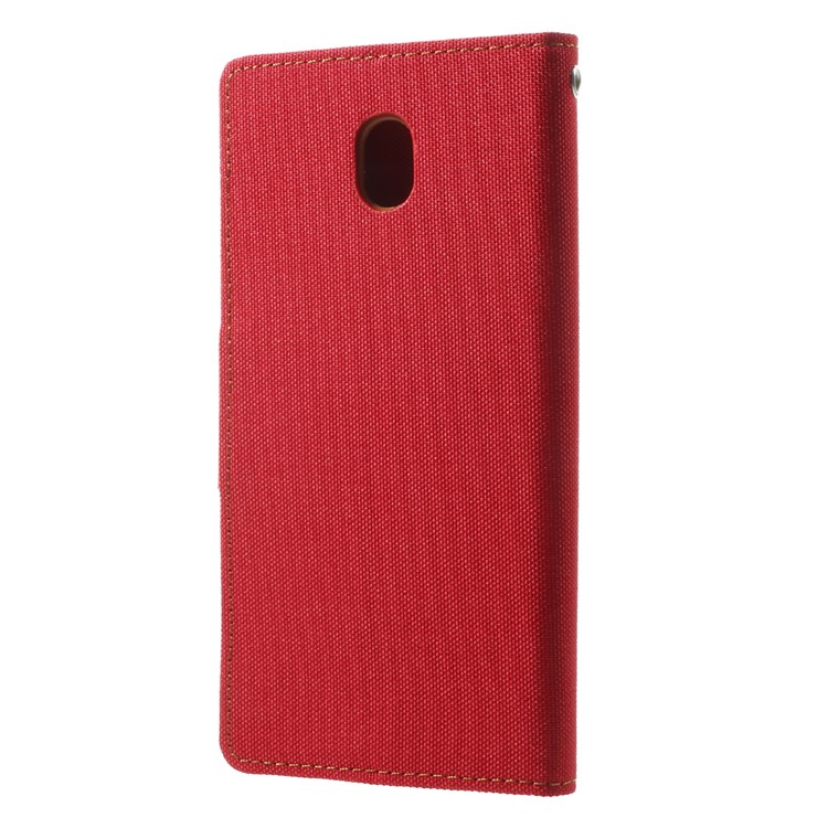 MERCURY GOOSPERY Canvas Diary Leather Wallet Case for Samsung Galaxy J7 Pro - Red-2