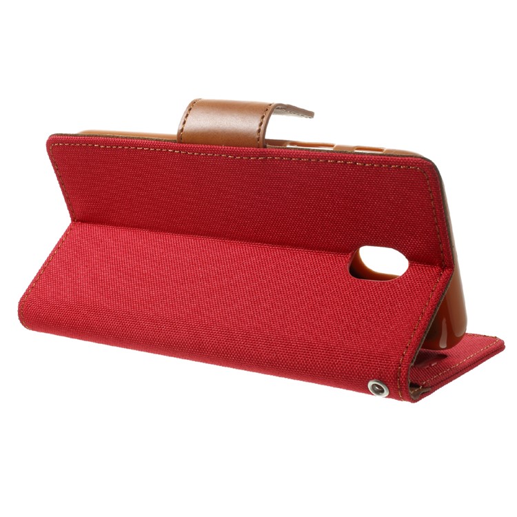 MERCURY GOOSPERY Canvas Diary Leather Wallet Case for Samsung Galaxy J7 Pro - Red-4